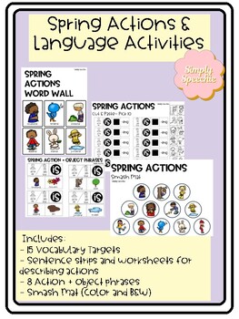 Preview of Spring Actions & Language Activities for Speech Therapy