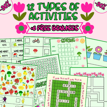 Preview of Spring Activities Bundle:12 Engaging Seasonal Pack Plus 6 Free Bonus Collection!