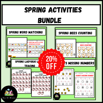 Preview of Spring Activities Bundle/Word Matching ,Letter Tracing ,Missing Number