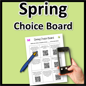 Preview of Spring Activities Choice Board Language Skills Sub Plan