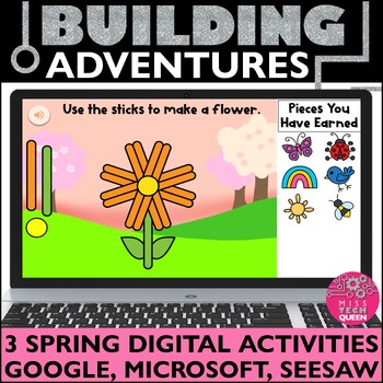 Preview of Spring Activities Digital Building Game April May Google Classroom Activities
