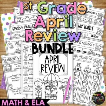 Preview of Spring Activities ELA and MATH REVIEW 1st Grade No Prep Printables April BUNDLE