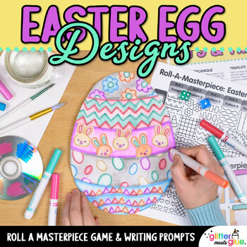 Preview of Spring Activities: Easter Egg Art Project, Template, Roll a Dice Game & Sub Plan