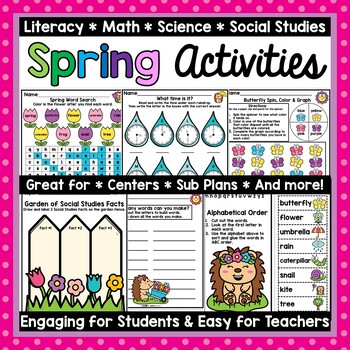 Preview of Spring Math Reading Writing Activities with Word Problems Fractions First Grade