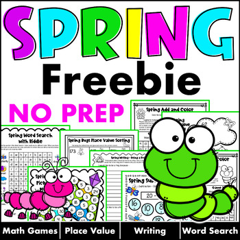 Preview of Free Spring Activities Math Games, Writing, Word Search: Spring Break Activities
