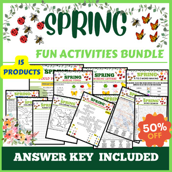Preview of Spring Activities - Fun Activities Before Spring Break - Spring Fun BUNDLE - Sub
