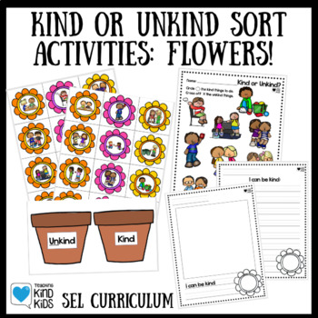 Preview of Spring Activities: Kind or Unkind Sort and Kindness Activities with Flowers