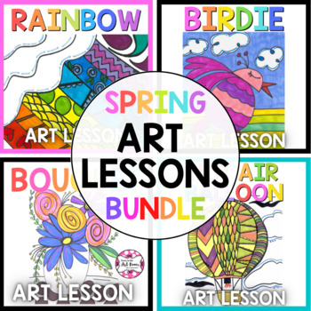 Preview of Spring Activities Lesson Bundle - No Prep Art Lesson - Spring Art Activity