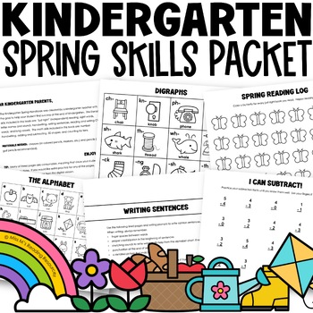 Preview of Spring Activities Math and Literacy Packet Kindergarten CVC Words Spring Break