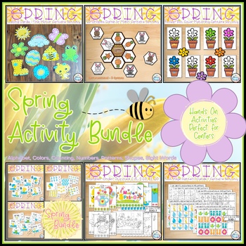 Preview of Spring Fine Motor Math and Literacy Activities Bundle for Centers and Stations