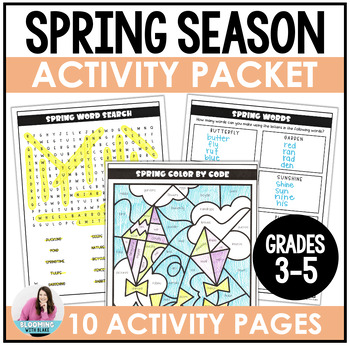 Preview of Spring Fun Activities No Prep Packet - Writing, Grammar, Puzzles - 3rd, 4th, 5th