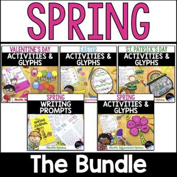 Preview of Spring, Valentine's Day, St Patricks, Easter Crafts, Writing & Activities Bundle