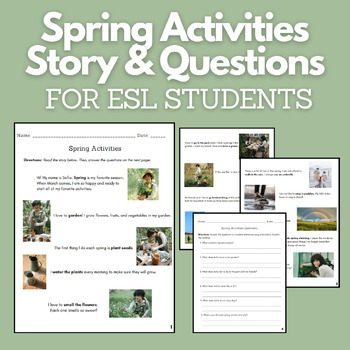 Preview of Spring Activities Story and Comprehension Questions for ESL Students