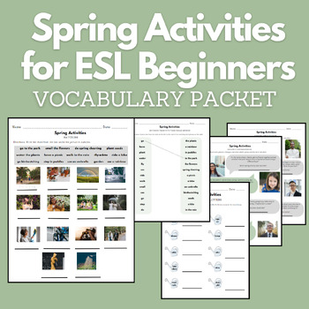 Preview of Spring Activities Vocabulary Packet for English Learners