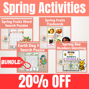 Preview of Spring Activities : Word search, Flashcards, Numbers matching