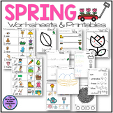 Spring Activities Worksheets, Tracing, Coloring, 5 senses,