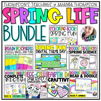 Preview of Spring Activities and Centers - Coloring, Brain Boomers, Theme Days