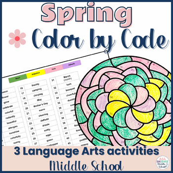 Preview of Spring Activities for Middle School - Color by Code Language Arts