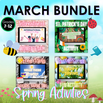 Preview of Spring Activity Bundle | Middle & High School | March Holidays + Easter