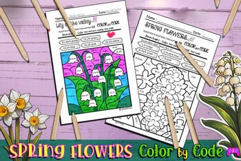 Preview of Spring Activity Craft Book Flower Color by Code.