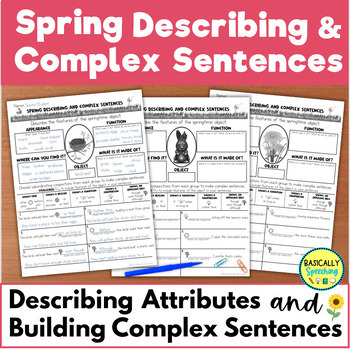 Preview of Spring Activity Describing Spring Objects and Writing Complex Sentences