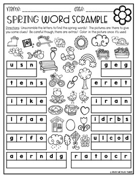 Spring Activity Word Scramble FREEBIE | TpT