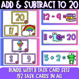 Spring Add and Subtract to 20  - Math Facts to 20 Task Car