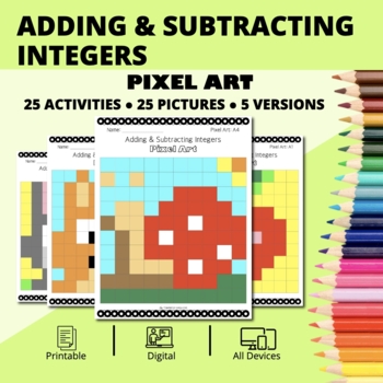 Preview of Spring: Adding & Subtracting Positive & Negative Integers Pixel Art Activity