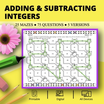 Preview of Spring: Adding & Subtracting Positive & Negative Integers Maze Activity