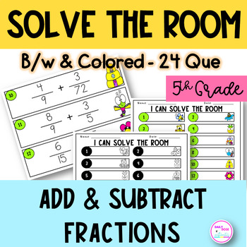Preview of Spring Summer Adding and Subtracting Fractions Unlike Denominator Activity