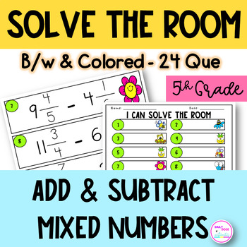 Preview of Spring Summer Adding and Subtracting Mixed Number Unlike Denominator Activity