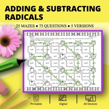 Preview of Spring: Adding and Subtracting Radical Expressions Maze Activity