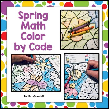 Preview of Spring Addition Color by Code Puzzles - Counting Dots