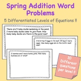 Spring - Addition Word Problems ; Kindergarten, Grade 1, G