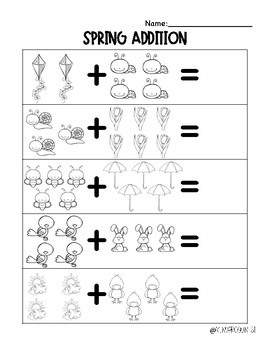 Spring Addition Worksheets by KinderCounts1 | Teachers Pay Teachers