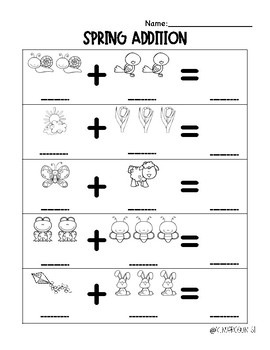 Spring Addition Worksheets by KinderCounts1 | Teachers Pay Teachers