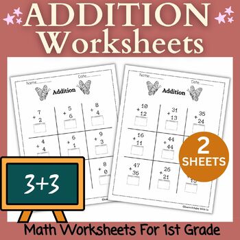 Preview of Summer Addition Worksheets For 1st Grade Part 1 | Summer Math Worksheets