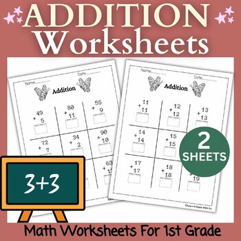 Preview of Summer Addition Worksheets For 1st Grade Part 2 | Summer Math Worksheets