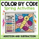 Spring Addition and Subtraction Activities | Teen Numbers Color by Number