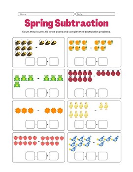 Preview of Spring Addition and Subtraction Within 10 Worksheets
