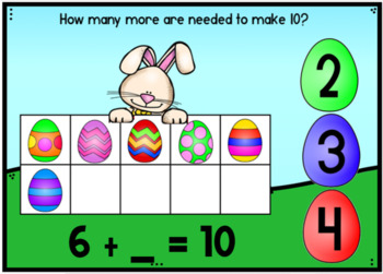 Spring Addition to 10 With Ten Frames - Digital Learning Boom Cards