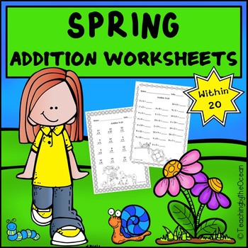 Preview of Spring Addition to 20 Fact Fluency Worksheets