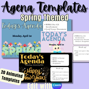 Preview of Spring Agenda Templates | Edit on Canva | New Years, MLK, Easter & more