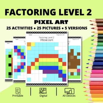 Preview of Spring: Algebra Factoring Level 2 Pixel Art Activity