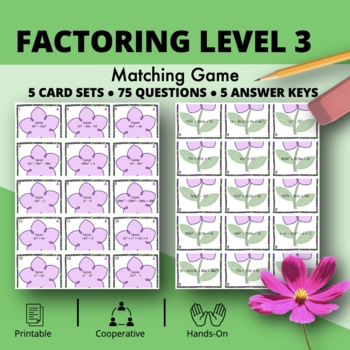Preview of Spring: Algebra Factoring Level 3 Matching Game