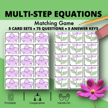 Preview of Spring: Algebra Multi-Step Equations Matching Game