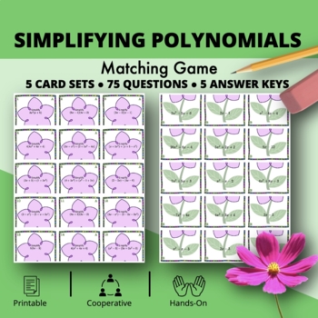 Preview of Spring: Algebra Simplifying Polynomials Level 1 Matching Game