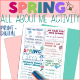 Spring All About Me for Secondary Students PRINT & DIGITAL