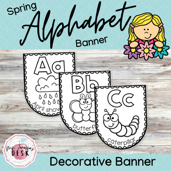 Preview of Spring Alphabet Banner: Fun Spring Preschool Phonics and Fine Motor