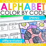 Spring Alphabet Color by Code Worksheets Letter Sounds and